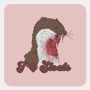 I Love Stoats Square Sticker