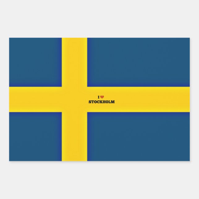 I Love Stockholm Wrapping Paper Sheet (Front)