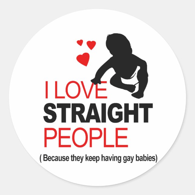 I Love Straight People Classic Round Sticker (Front)