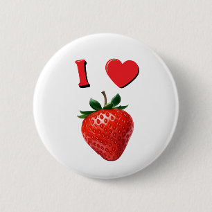 I Love Strawberries 6 Cm Round Badge