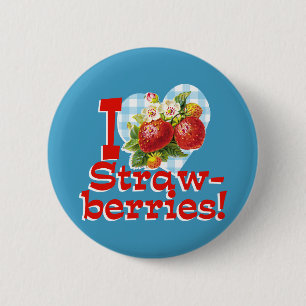 I Love Strawberries 6 Cm Round Badge