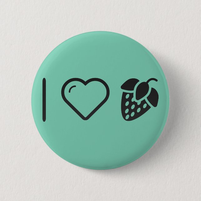 I Love Strawberries 6 Cm Round Badge (Front)
