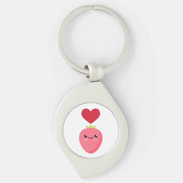 I love Strawberries Key Ring (Front)