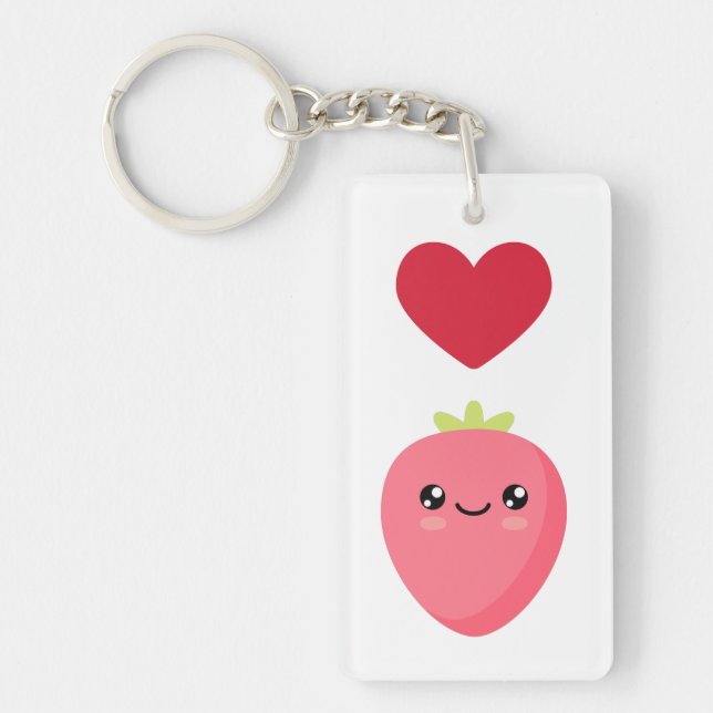 I love Strawberries Key Ring (Front)