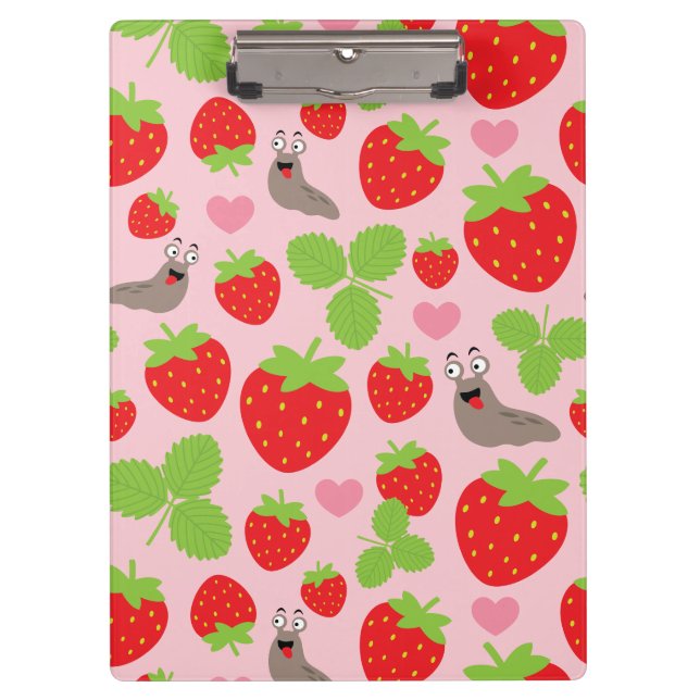 I Love Strawberries Seamless Pattern Clipboard (Front)