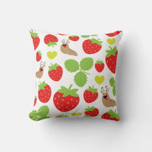 I Love Strawberries Seamless Pattern Cushion