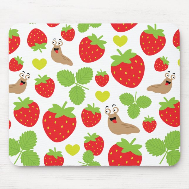 I Love Strawberries Seamless Pattern Mouse Pad (Front)