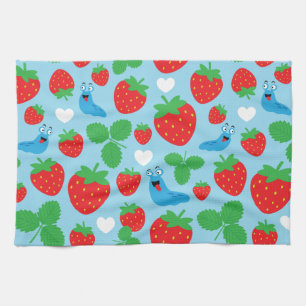 I Love Strawberries Seamless Pattern Tea Towel