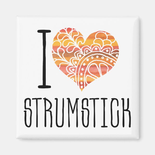 I Love Strumstick Orange Mandala Heart Magnet (Front)