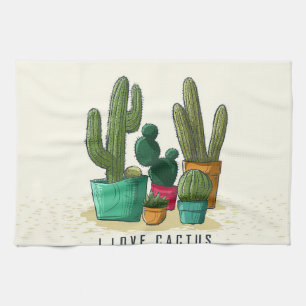 I Love Succulents Tea Towel