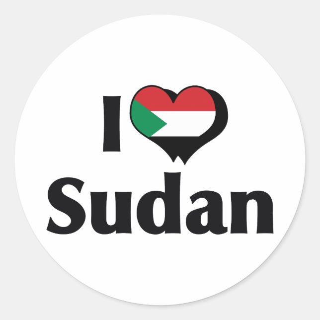 I Love Sudan Flag Classic Round Sticker (Front)
