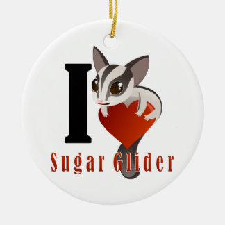 I Love Sugar Glider Ceramic Ornament