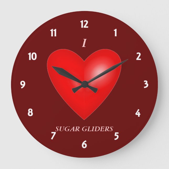 I Love Sugar Gliders Large Clock (Front)