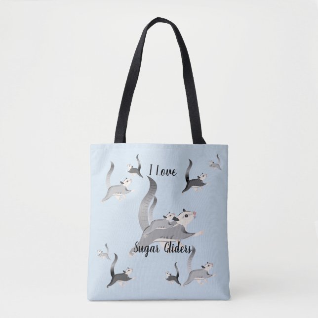 I Love Sugar Gliders Tote Bag (Front)