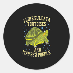 I Love Sulcata Tortoises And Maybe 3 People Turtle Classic Round Sticker