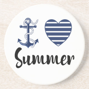 I Love Summer, Anchor And Heart Coaster