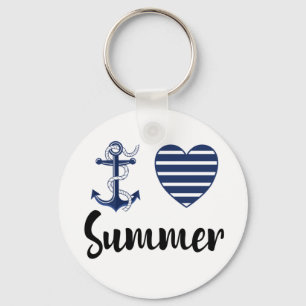 I Love Summer, Anchor And Heart Key Ring