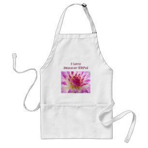 I Love Summer BBQ's! apron Pink Dahlia Flower
