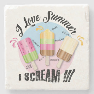 I love Summer - I Scream !!! Stone Coaster