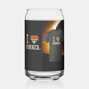 I Love Summer Printed Can Glass