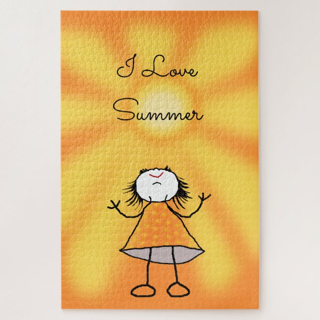I Love Summer Puzzle - Happy Girl - Painting (Vertical)