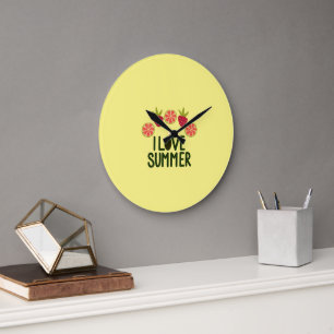 I Love Summer Round Acrylic Wall ClockWith Fruit Large Clock