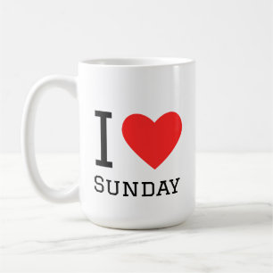 I love Sunday Square Sticker Coffee Mug