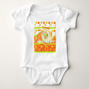 I Love Surf: Beautiful Floral with Cool Text Art  Baby Bodysuit