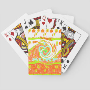 I Love Surf: Beautiful Floral with Cool Text Art Playing Cards