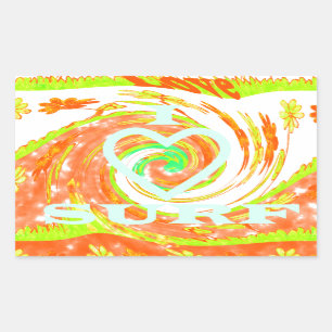 I Love Surf: Beautiful Floral with Cool Text Art Rectangular Sticker