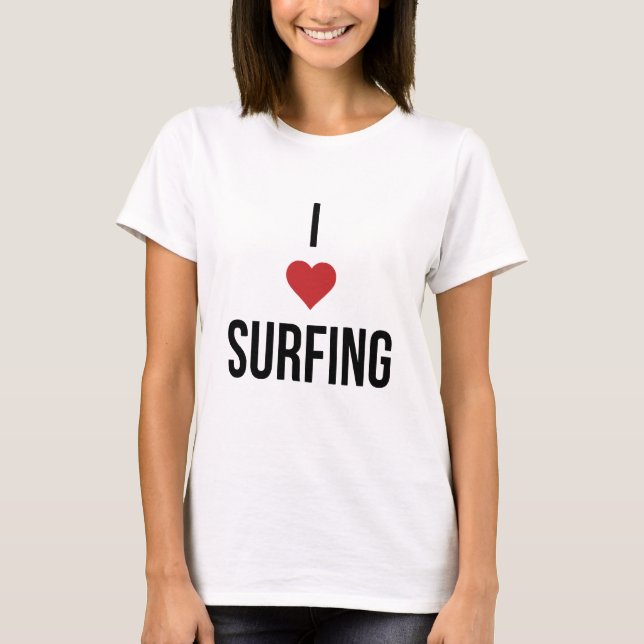 I Love Surfing Beach & Wave Lover Graphic Tee (Front)