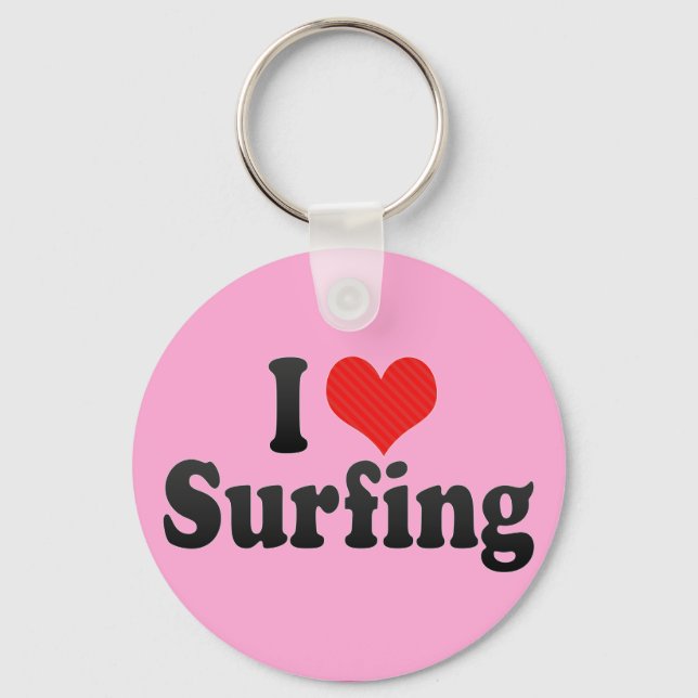 I Love Surfing Key Ring (Front)