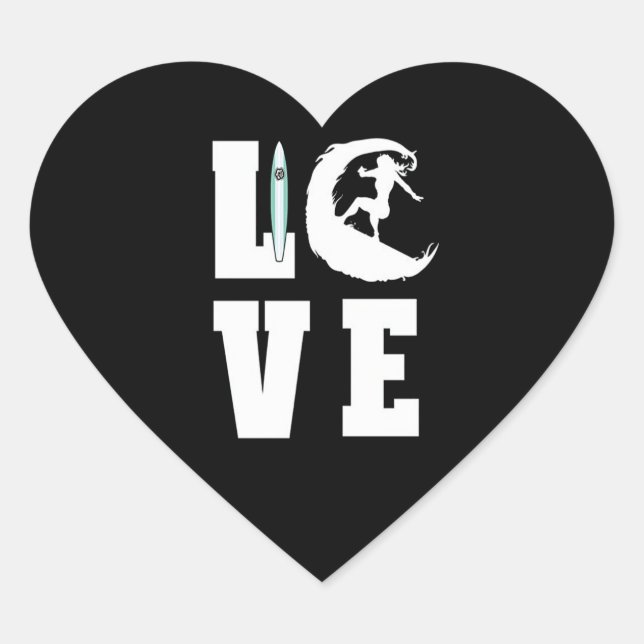 I Love Surfing Surf Fan Lovers Heart Sticker (Front)