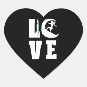 I Love Surfing Surf Fan Lovers Heart Sticker