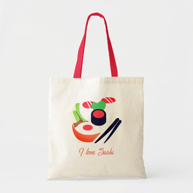 I love sushi design tote bag (Front)