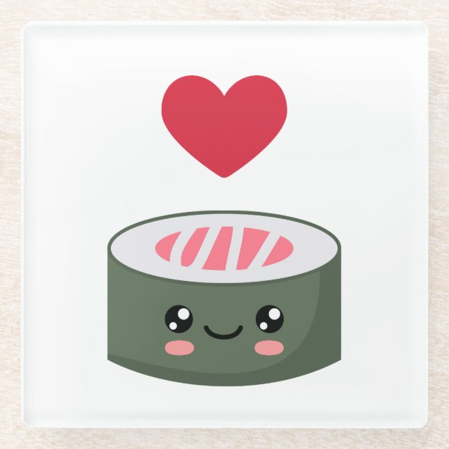 I love Sushi Glass Coaster (Front)