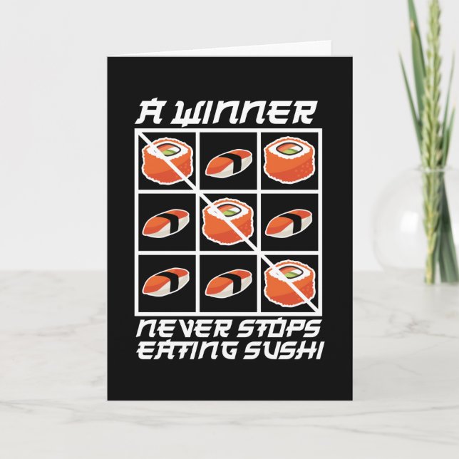 I Love Sushi Japanese Eating Sushi Card (Front)
