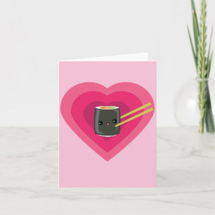 I Love Sushi Kawaii Sushi Roll Note Card
