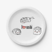 I love Sushi Paper Plate