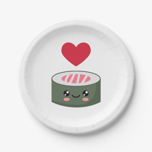 I love Sushi Paper Plate (Front)