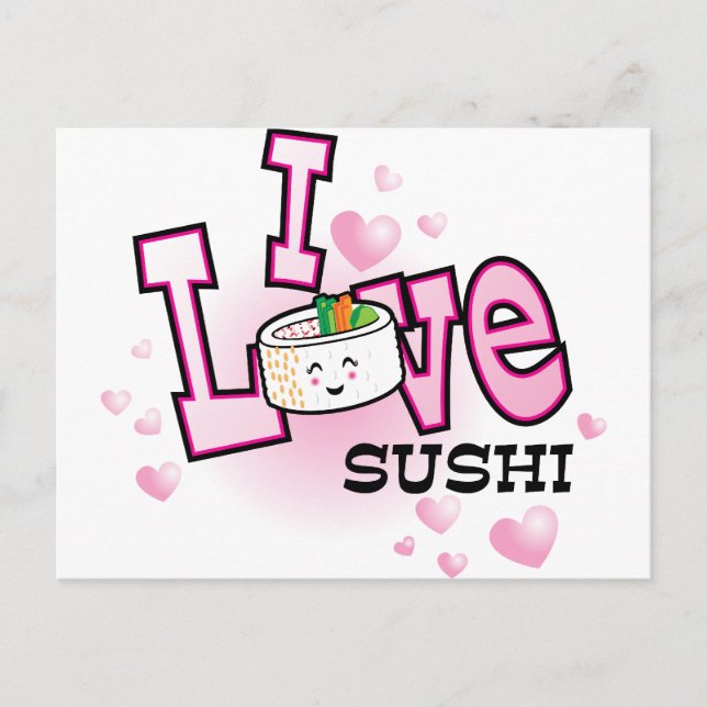 I love sushi postcard (Front)