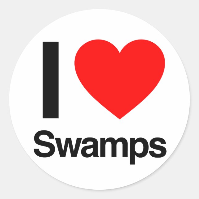 i love swamps classic round sticker (Front)