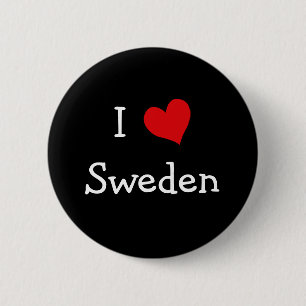 I Love Sweden 6 Cm Round Badge
