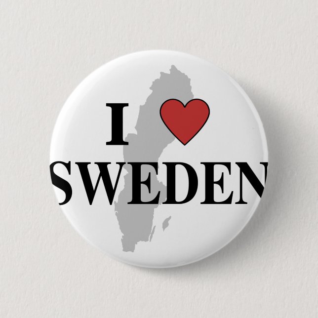 I Love Sweden 6 Cm Round Badge (Front)