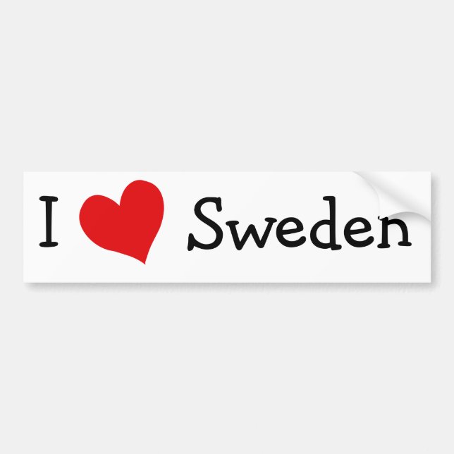 I Love Sweden Bumper Sticker (Front)