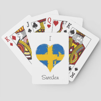 I Love Sweden Distressed Painted Heart Flag Playing Cards