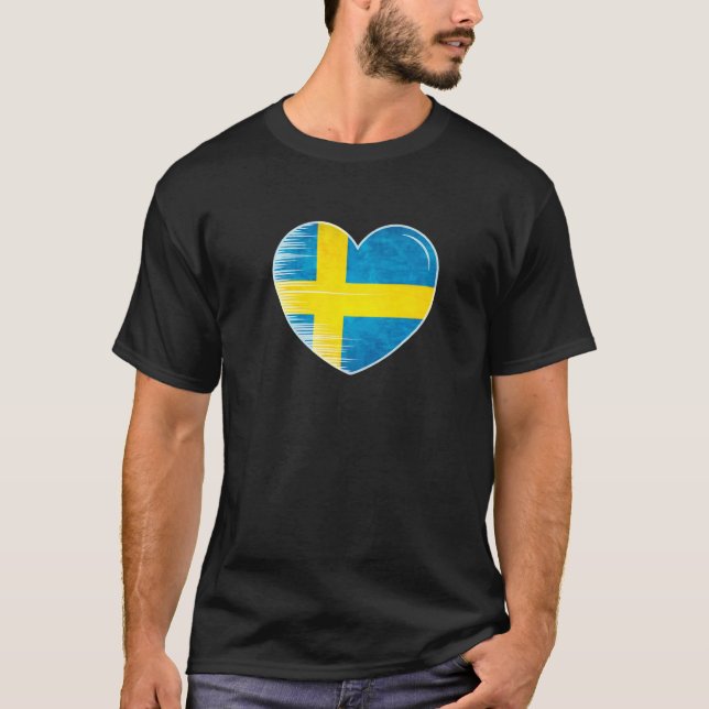 I Love Sweden My Home My Country Heart Sweden T-Shirt (Front)