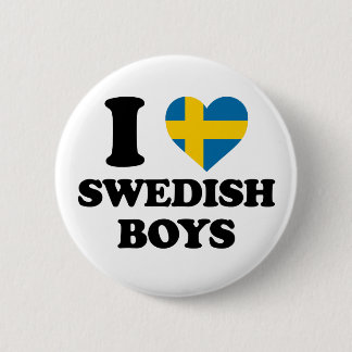 I Love Swedish Boys Sweden Flag Heart 6 Cm Round Badge