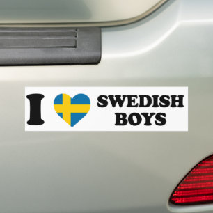 I love Swedish Boys - Swedish Flag Heart Design Bumper Sticker