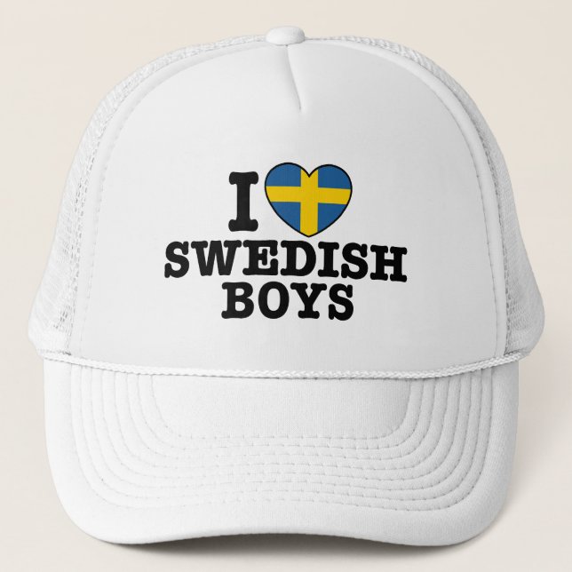 I Love Swedish Boys Trucker Hat (Front)